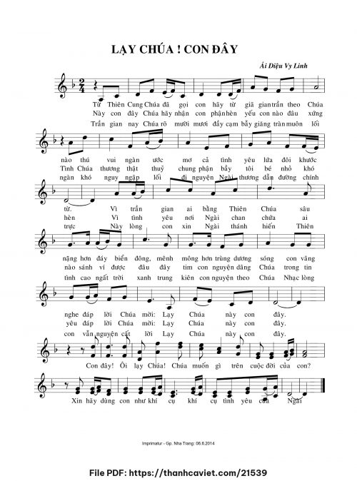 Lạy Chúa con đây - Sr. Ái Diệu Vy Linh - trang 1
