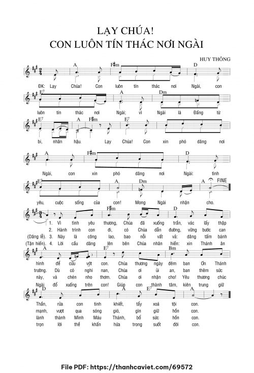 Lạy Chúa! Con luôn tín thác nơi Ngài - Huy Thông - trang 1