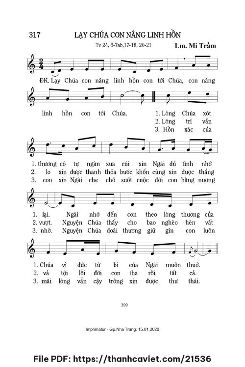 Lạy Chúa con nâng linh hồn - Lm. Mi Trầm - trang 1