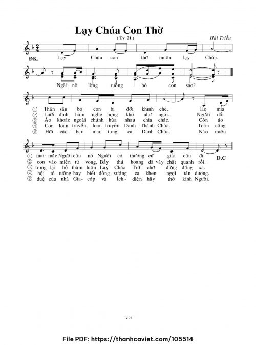 Lạy Chúa con thờ - Hải Triều - trang 1