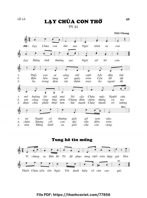 Lạy Chúa con thờ - Viết Chung - trang 1
