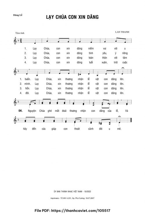 Lạy Chúa con xin dâng - Lan Thanh - trang 1