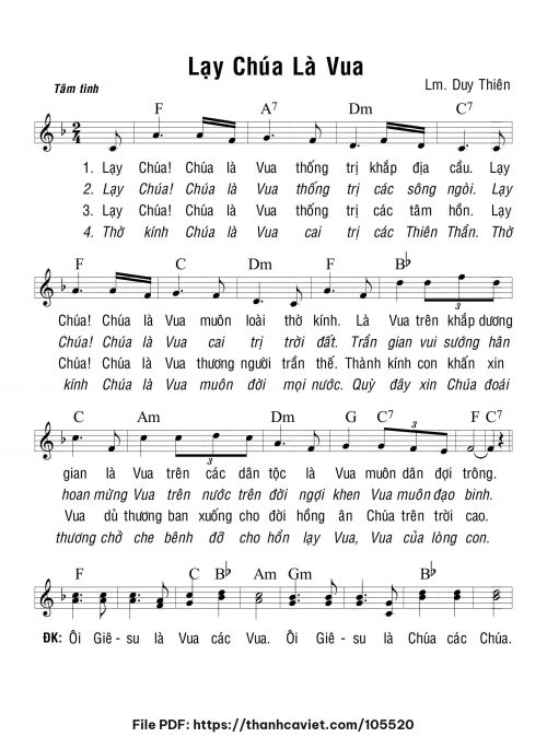 Lạy Chúa là Vua - Lm. Duy Thiên - trang 1