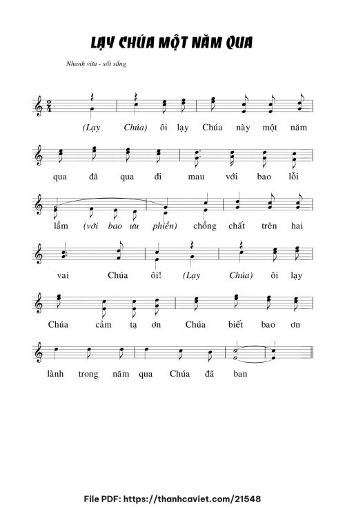 Lạy Chúa một năm qua - Chưa biết - trang 1