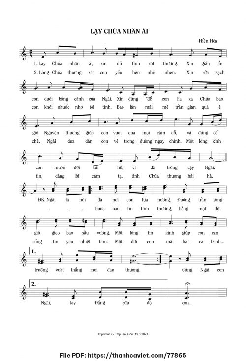 Lạy Chúa nhân ái - Sr. Hiền Hòa - trang 1
