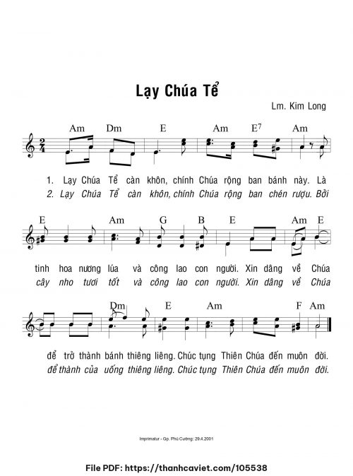 Lạy Chúa tể - Lm. Kim Long - trang 1