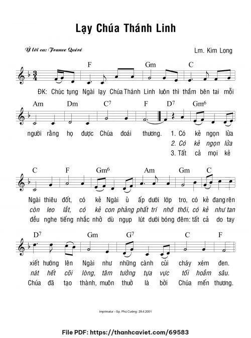 Lạy Chúa Thánh Linh - Lm. Kim Long - trang 1
