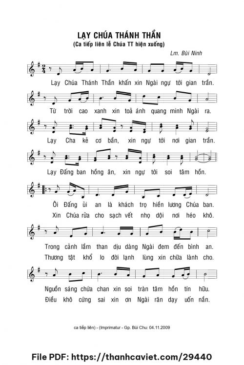 Lạy Chúa Thánh Thần - Lm. Bùi Ninh - trang 1