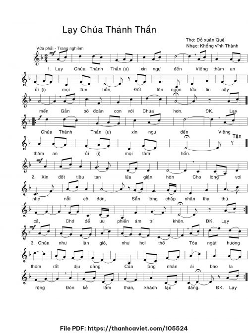 Lạy Chúa Thánh Thần - Khổng Vĩnh Thành - Thơ: Lm. Đỗ Xuân Quế - trang 1