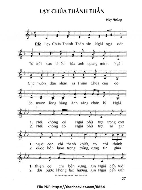 Lạy Chúa Thánh Thần - Lm. Huy Hoàng - trang 1