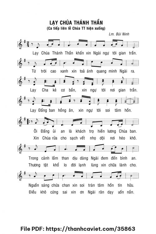 Lạy Chúa Thánh Thần (Ca tiếp liên lễ Chúa Thánh Thần hiện xuống) – (Imprimatur – Gp. Bùi Chu 04.11.2 - Lm. Bùi Ninh - trang 1