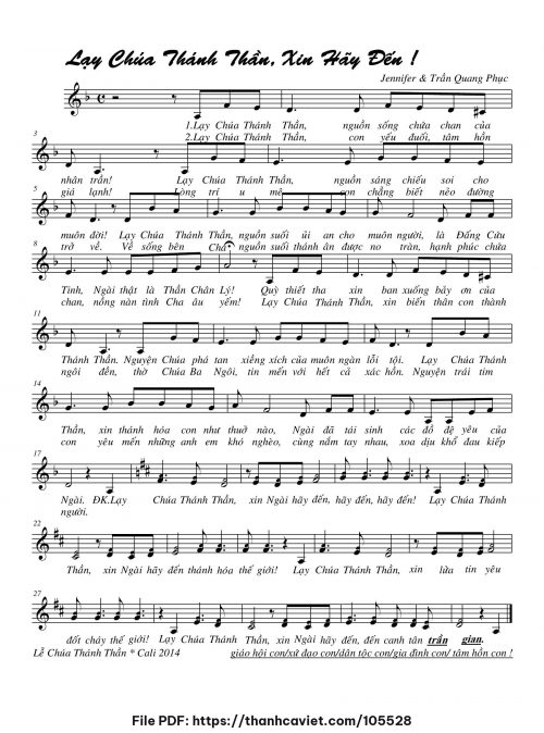Lạy Chúa Thánh Thần, xin hãy đến! - Trần Quang Phục & Jennifer - trang 1