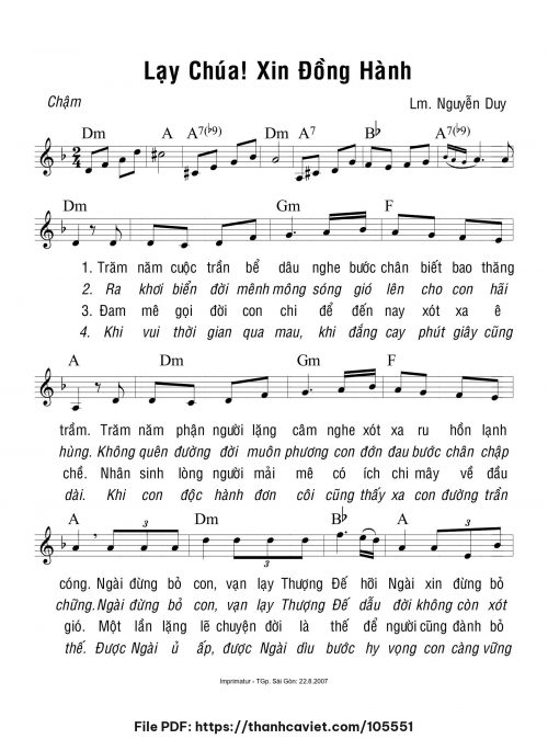 Lạy Chúa xin đồng hành - Lm. Nguyễn Duy - trang 1