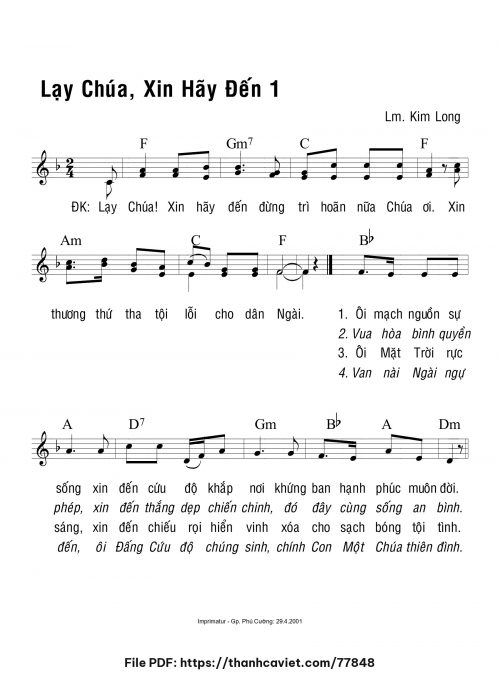 Lạy Chúa, xin hãy đến 1 - Lm. Kim Long - trang 1