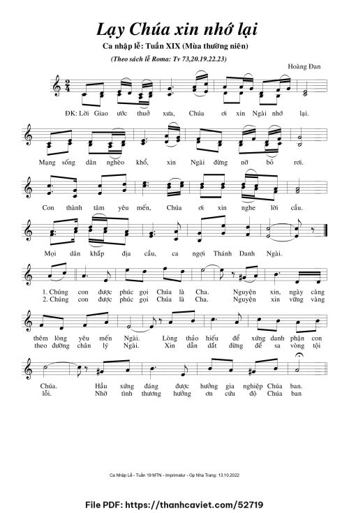 Lạy Chúa xin nhớ lại - Hoàng Đan - trang 1