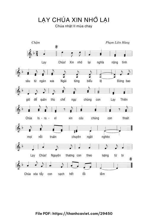 Lạy Chúa xin nhớ lại - Lm. Phạm Liên Hùng - trang 1