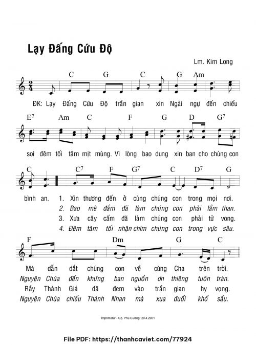 Lạy Đấng Cứu Độ - Lm. Kim Long - trang 1