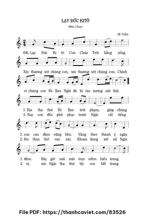 Lạy Đức Kitô - Lm. Mi Trầm - trang 1