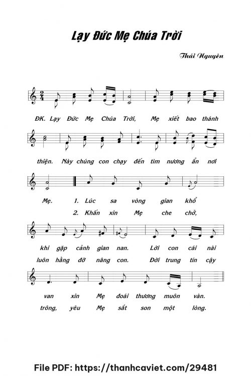 Lạy Đức Mẹ Chúa Trời - Lm. Thái Nguyên - trang 1