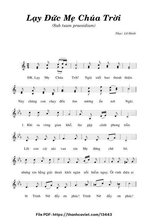 Lạy Đức Mẹ Chúa Trời - Lữ Hành - trang 1
