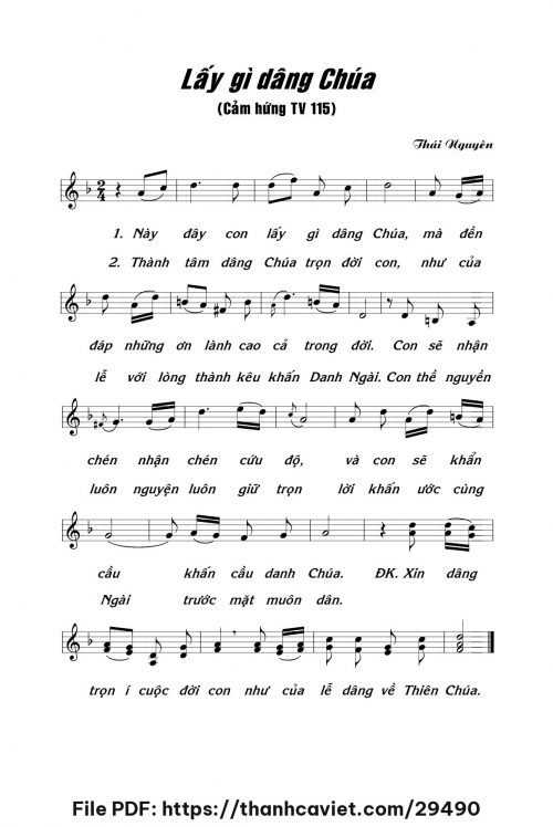 Lấy gì dâng Chúa - Lm. Thái Nguyên - trang 1