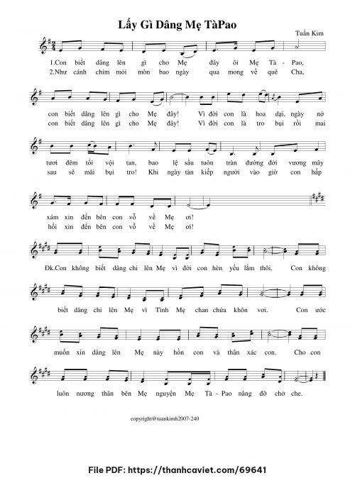 Lấy gì dâng Mẹ Tàpao - Tuấn Kim - trang 1