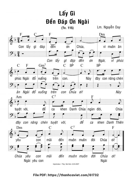 Lấy gì đền đáp ơn Ngài - Lm. Nguyễn Duy - trang 1