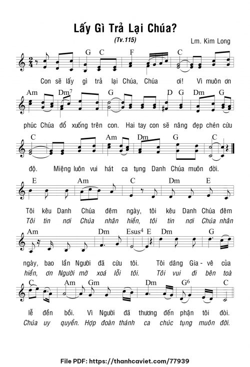 Lấy gì trả lại Chúa (Imprimatur – Gp. Phú Cường: 29.4.2001 - Lm. Kim Long - trang 1