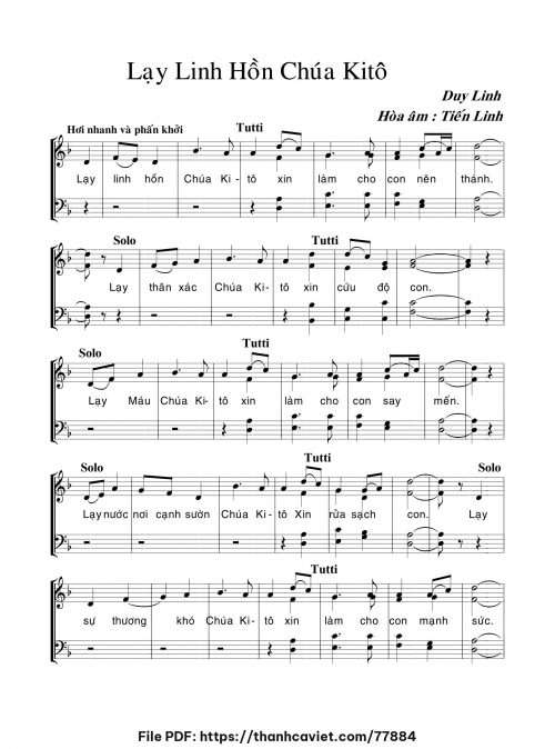 Lạy linh hồn Chúa Kitô - Duy Linh - Tiến Linh - trang 1