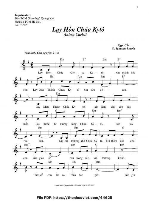 Lạy linh hồn Chúa Kytô - Ngọc Cẩn - trang 1