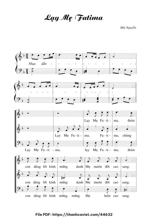 Lạy Mẹ Fatima - Hải Nguyễn - trang 1