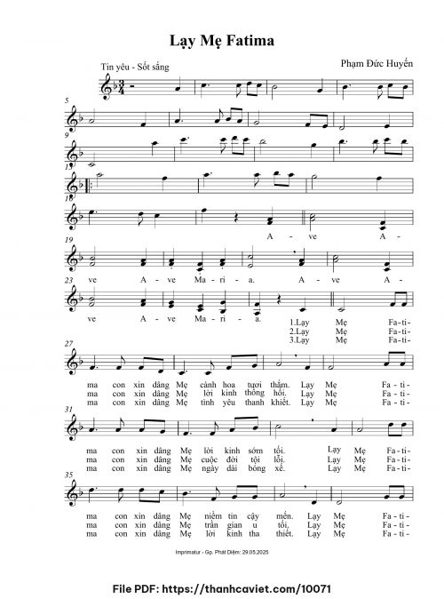 Lạy Mẹ Fatima - Phạm Đức Huyến - trang 1