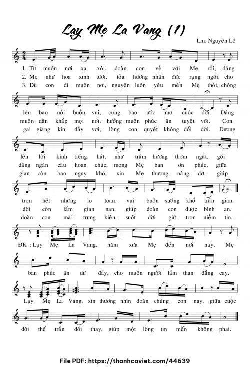 Lạy Mẹ La Vang 1 - Lm. Nguyên Lễ - trang 1