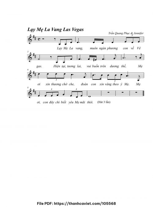 Lạy Mẹ La Vang Las Vegas - Trần Quang Phục & Jennifer - trang 1