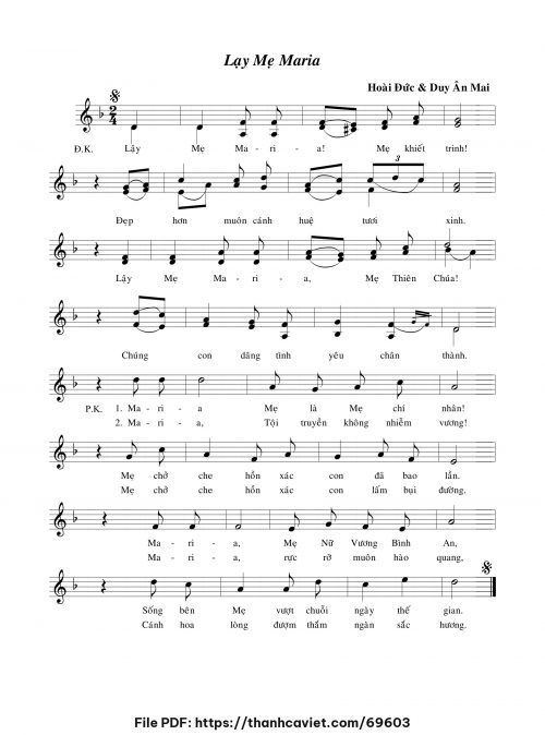 Lạy Mẹ Maria - Lm. Hoài Đức - Lm. Duy Ân Mai - trang 1