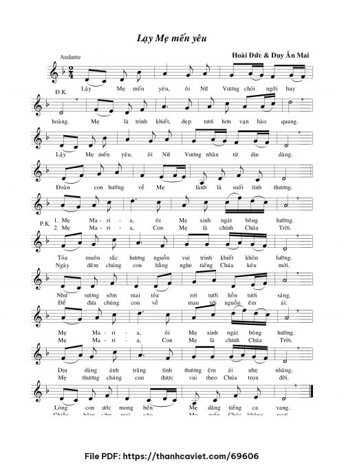 Lạy Mẹ mến yêu - Lm. Hoài Đức - Lm. Duy Ân Mai - trang 1