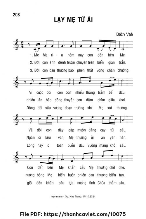 Lạy Mẹ từ ái - Lm. Bạch Vân - trang 1