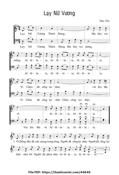 Lạy Nữ Vương - Duy Tân - trang 1