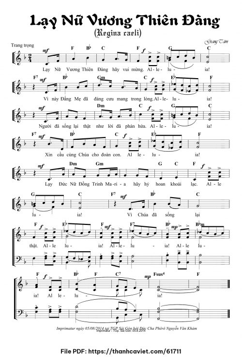 Lạy Nữ Vương Thiên Đàng - Lm. Giang Tâm - trang 1
