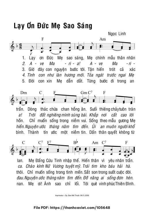 Lạy ơn Đức Mẹ sao sáng - Ngọc Linh - trang 1