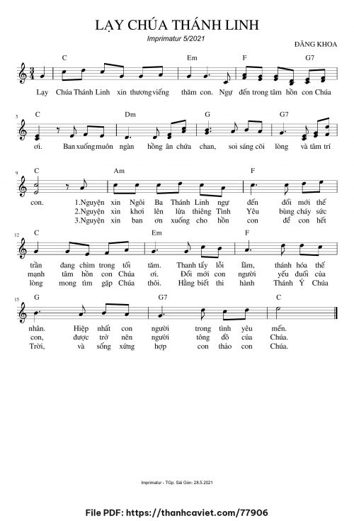 Lạy Thánh Chúa Linh - Đăng Khoa - trang 1