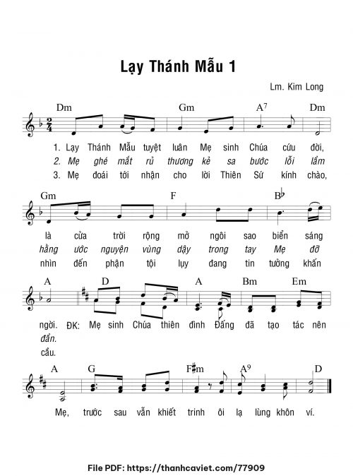 Lạy Thánh Mẫu - Lm. Kim Long - trang 1