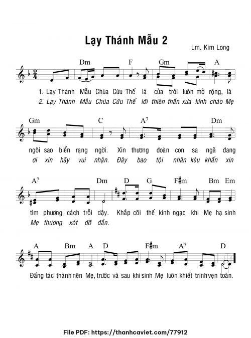 Lạy Thánh Mẫu 2 - Lm. Kim Long - trang 1