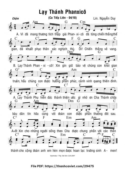 Lạy Thánh Phanxicô - Lm. Nguyễn Duy - trang 1