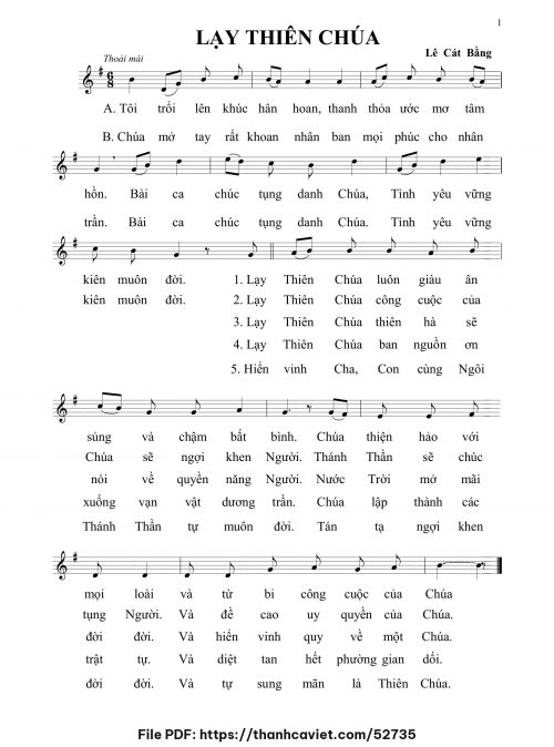 Lạy Thiên Chúa - Lê Cát Bằng - trang 1