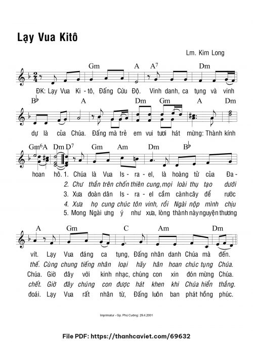 Lạy Vua Kitô - Lm. Kim Long - trang 1