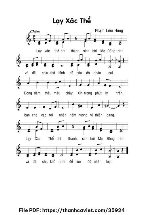 Lạy xác thể - Lm. Phạm Liên Hùng - trang 1