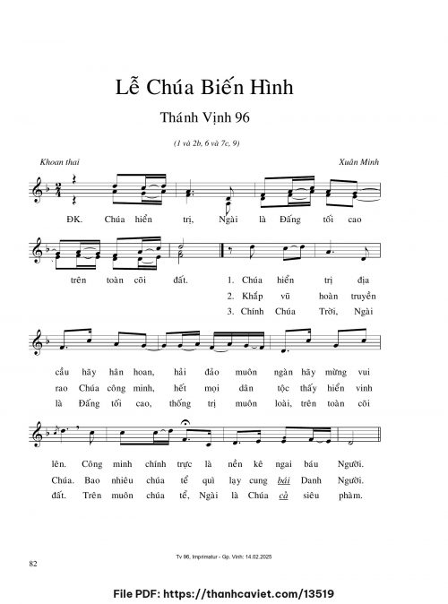 Lễ Chúa biến hình ABC - Xuân Minh - trang 1