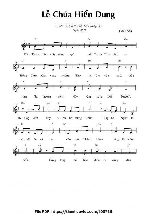 Lễ Chúa hiển dung - Hải Triều - trang 1