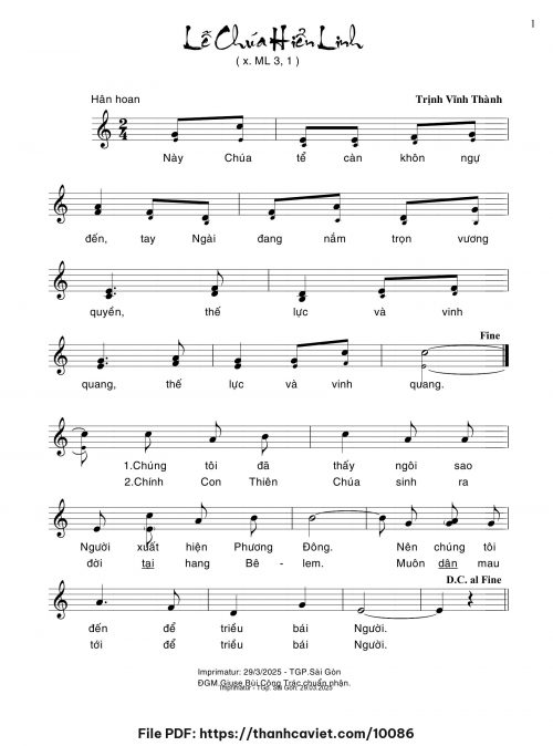 Lễ Chúa Hiển Linh - Trịnh Vĩnh Thành - trang 1